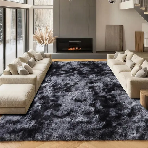 Vista 15 de ONASAR - Alfombra de pasillo negra de 2 x 6 pies, esponjosa, lavable, ultrasuave, afelpada, peluda, tapete para bebés, dormitorio de niños, armario