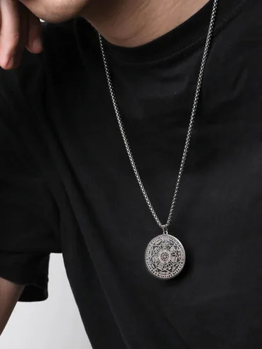 Vista 6 de HAQUIL Stainless Steel Seal of The Seven Archangels Medallion Pendant Necklace, Box Chain, Jewelry Gift for Men and Women