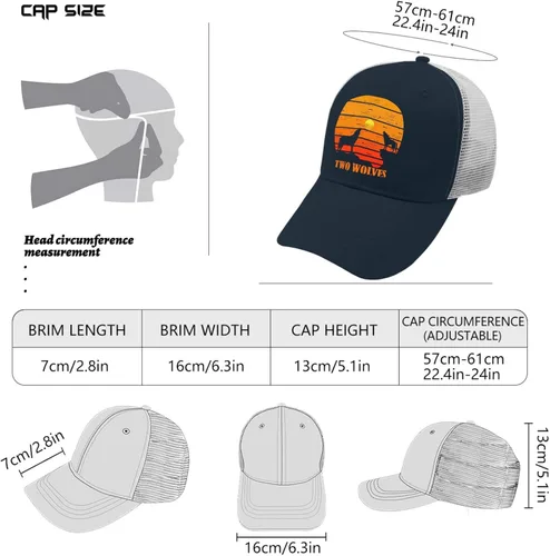 Vista 4 de Cap Two Wolves Dad Hat for Men Vintage Baseball Cap Adjustable