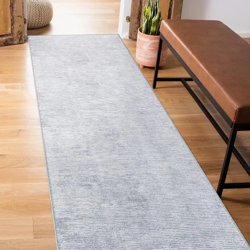 Vista 9 de Rugshop Alfombra contemporánea envejecida resistente a las manchas, tejido plano, ecológico, reciclado, lavable a máquina, 3 pies 3 pulgadas x 5 Gris