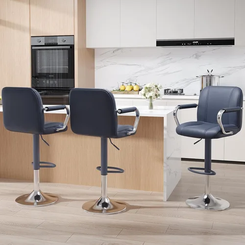 Vista 13 de MALOL Juego de 1 sillas de mostrador beige con respaldo, sillas altas giratorias ajustables para isla de cocina, asientos modernos, taburetes