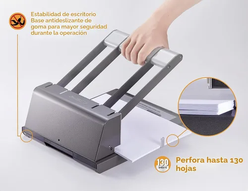 Vista 3 de Bostitch 03200 Xtreme Duty - Perforadora de 2 a 3 agujeros, capacidad para 160 hojas, color negro y plateado