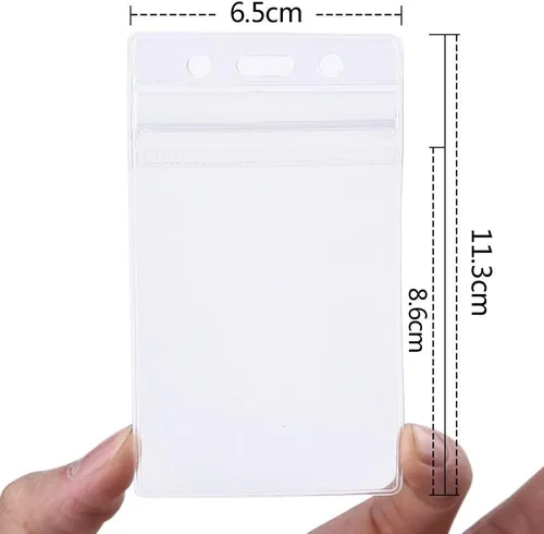 Vista 3 de Paquete de 10 portatarjetas de identificación resistentes con cremallera resellable, resistente al agua, soporte para tarjetas de identificación