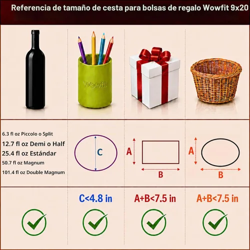 Vista 3 de Wowfit Bolsas de celofán, 10 unidades de 9x20 pulgadas Bolsas de celofán transparentes perfectas para regalos, presentes, botellas de vino