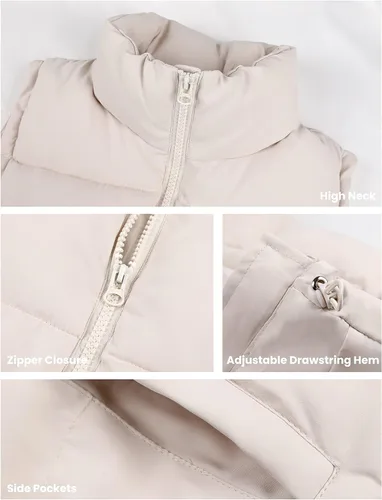 Vista 2 de Athlisan Chaleco acolchado con cremallera para mujer cuello alto sin mangas con relleno