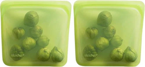 Vista 29 de Bolsa de almacenamiento reutilizable de silicona premium Stasher para sándwiches, color aqua, apta para microondas, sous vide, lavavajillas, horno