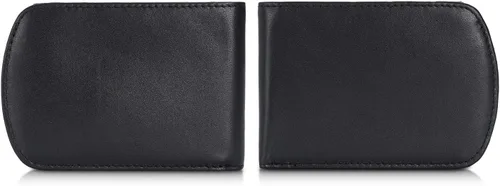 Vista 4 de Cartera plegable de bolsillo frontal con bloqueo RFID de cuero italiano real de Polare ORIGINAL, delgada y curva para hombre, Negro, Pequeña