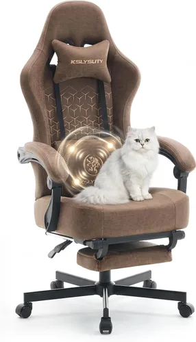 Vista 12 de Silla de escritorio para juegos para computadora, silla de oficina ergonómica de respaldo alto con reposapiés y soporte lumbar, sillas giratorias