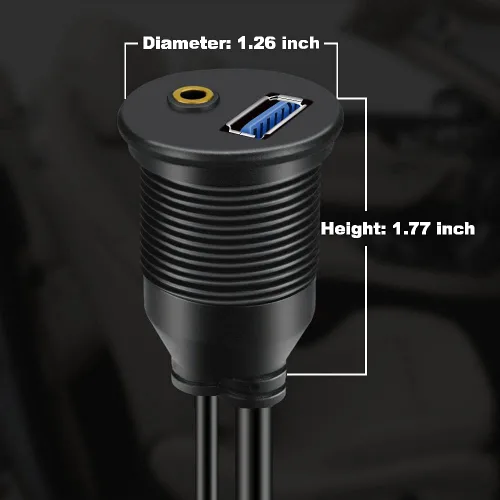 Vista 6 de Paquete de 2 cables USB 3.0 y 0.138 in para montaje en automóvil de 0.138 in + extensión AUX USB 3.0 para tablero de salpicadero, cable de montaje