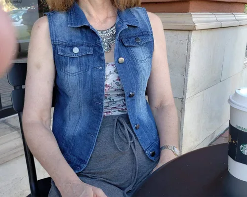 Vista 6 de MISS MOLY Denim Vest for Women Sleeveless Button up Washed Cropped Jean Jacket