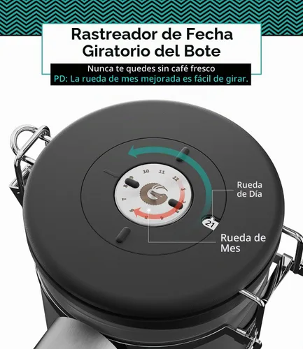 Vista 5 de Coffee Gator - Recipiente para café de acero inoxidable hermético de 11 oz, contenedor de almacenamiento de alimentos para cocina con rastreador