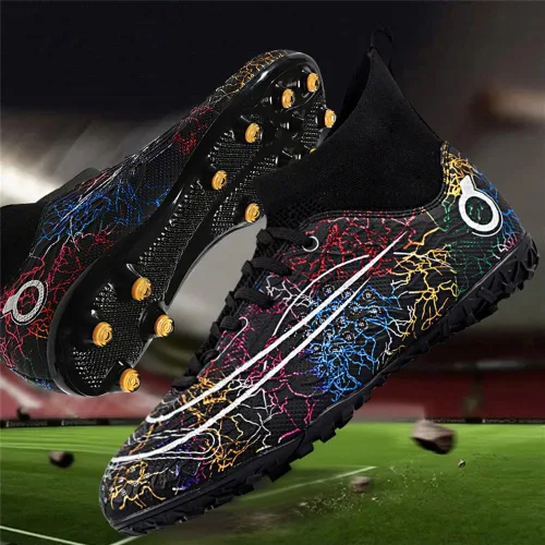 Vista 3 de Tacos de fútbol para hombre, zapatos de fútbol de alta calidad, zapatos de fútbol AG Spike, zapatillas de deporte cómodas para adultos, niños