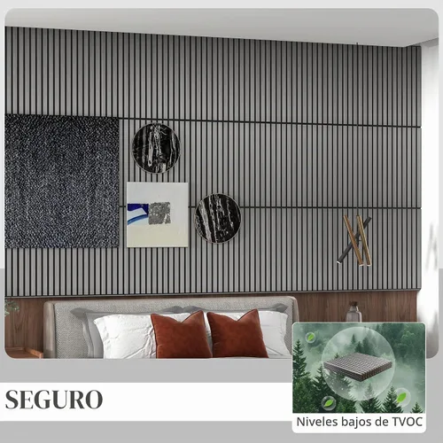 Vista 5 de HOMCOM Paneles acústicos 3D de madera insonorizados, paquete de 4 paneles