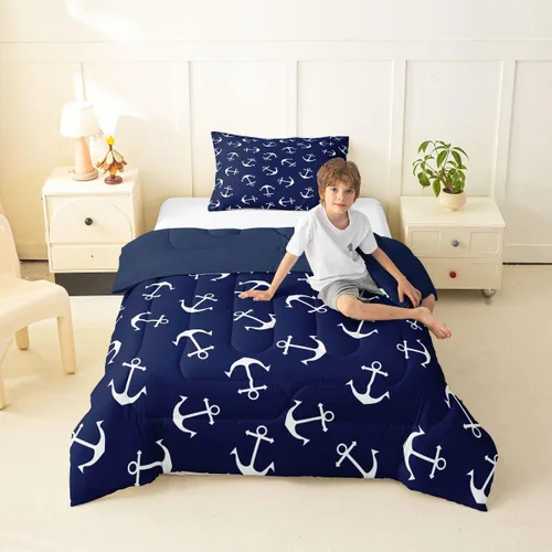 Vista 31 de Juego de edredón Lake Home Camper tamaño King, juego de ropa de cama náutica con ancla para niños, niñas, niños, adultos, decoración de dormitorio