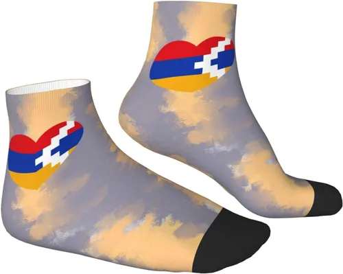 Vista 3 de Love Artsakh Flag Heart Ankle Socks Winter Low Cut Sports Warm Comfort Breathable Casual Socks For Mens And Womens 1