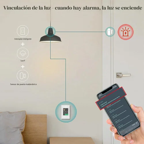 Vista 5 de LANBON Interruptor inteligente de alarma LCD L8, interruptor inteligente de seguridad para el hogar y control de luz, sistema de alarma