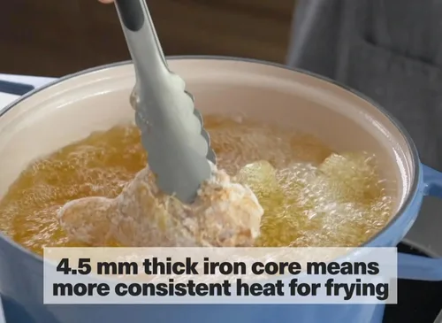 Vista 2 de Misen Horno holandés de hierro fundido esmaltado de 5.5 cuartos de galón, revestimiento de esmalte resistente a las astillas, núcleo de hierro