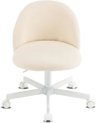 Vista 9 de VINGLI Silla Candy sin Brazos, Linda Silla de Escritorio, Cómoda Silla Pequeña de Oficina con Ruedas, Silla de Tocador con Soporte Lumbar, Silla