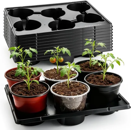 Vista 21 de RooTrimmer Macetas de turba de 3.15 pulgadas, 100 piezas con bandejas de plántulas de 20 celdas, 5 unidades, macetas biodegradables para inicio