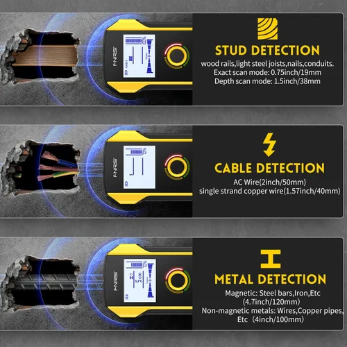 Vista 3 de FNIRSI WD-01 6 en 1 Escáner de pared recargable del buscador del perno