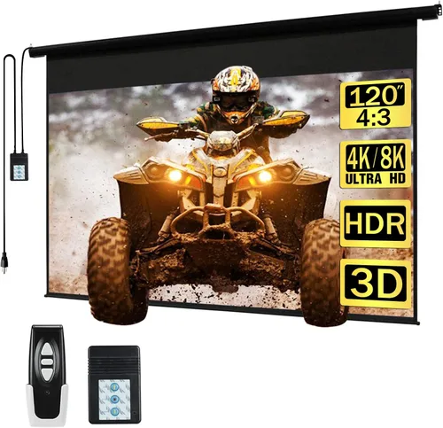 Vista 12 de Kayle Pantalla de proyector motorizada de 110 pulgadas, pantalla de proyección automática diagonal eléctrica, pantalla de películas HD para cine