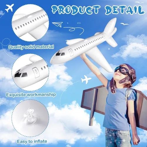 Vista 3 de Syhood 3 globos inflables grandes blancos de 40 pulgadas para decoración temática de aviación, avión inflable para fiestas al aire libre, regalos