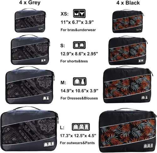 Vista 2 de Cubos de embalaje para bolsas de equipaje, accesorios de viaje duraderos con etiqueta de ropa
