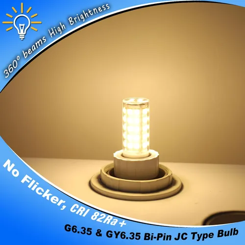 Vista 7 de Heifymi AC100-240V GY6.35 Bombilla LED equivalente a 5 W Halgoen JC tipo GY6.35/G6.35 base bi-pin blanco cálido 2700 K para candelabros, colgante