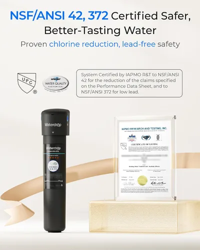 Vista 4 de Waterdrop 15UA - Sistema de filtro de agua para debajo del fregadero, 2 años, reduce el plomo, el cloro, el mal sabor y el olor, filtro de agua