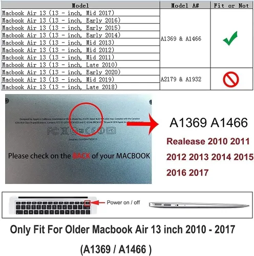 Vista 2 de RUBAN Funda compatible con MacBook Air de 13 pulgadas (modelos: A1369 y A1466, versión anterior 2010-2017), funda protectora rígida delgada a Rosa