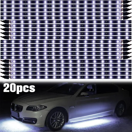 Vista 10 de Tira de 15 luces LED de 12 V, de 30 cm, resistente al agua, flexible para parte inferior de faros de auto, azul, 20