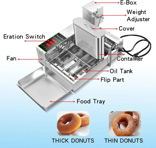 Vista 5 de Kolice 4 filas comerciales que hacen la máquina de donas/fabricante de donas/freír Donut Makchine/máquina para hacer rosquillas/Máquina