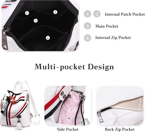 Vista 6 de FANDARE Mochila de moda para mujer, bolsas de hombro impermeables, mochilas antirrobo, Negro -, Classic