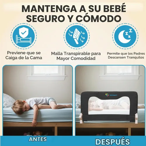Vista 4 de Rieles de Seguridad para Cama para Niños Pequeños - Protector de Riel de Cama para Queen, King, Tamaño Completo, Cama Twin