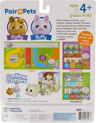 Vista 2 de Learning Resources Coding Critters Pair a Pets Bunnies Fluffy & Buffy, juguete de codificación temprana sin pantalla para niños, juguete interactivo