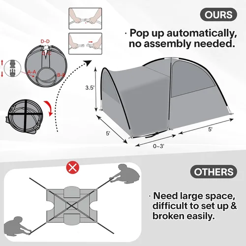 Vista 4 de EighteenTek Camión Tienda Campo Camper Camper Shell Pop Up Instalación Automática Impermeable PU2000mm Doble Capa Rainfly Ajustable 5 5.5 6 6.5 8