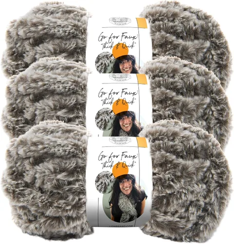 Vista 14 de Lion Brand Yarn (1 madeja) Go for Faux Thick & Quick hilo voluminoso, Baked Alaska Jumbo Faux Fur Knit & Crochet Fiber for Plush Blankets, Cozy