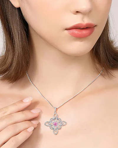 Vista 6 de BDL Genuine 925 Sterling Silver Birthstone Necklaces Pendants for Women Mom,Celtic KnotAnniversaryChristmas Gifts for Wife Girlfriend