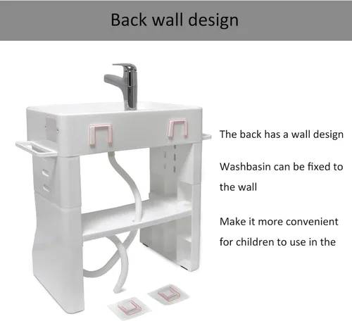 Vista 4 de HongK - Aprendizaje temprano de plástico lavabo de lavado para niños niños bebé bebé niño pequeño simulación toalla estante lavado cuidado de manos