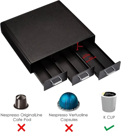 Vista 5 de Amazon Basics Cajón de almacenamiento de cápsulas de café para cápsulas K-Cup, capacidad de 36 cápsulas, color negro