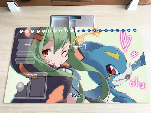 Vista 4 de Tapete de juego Digimon DTCG Mat Tailmon TCG CCG OCG Trading Card Game Mat con zonas + bolsa gratis (ZD002-274-SM)