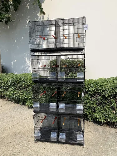 Vista 4 de 4 jaulas de cría de pájaros con separadores centrales extraíbles y puertas de criador (negro)