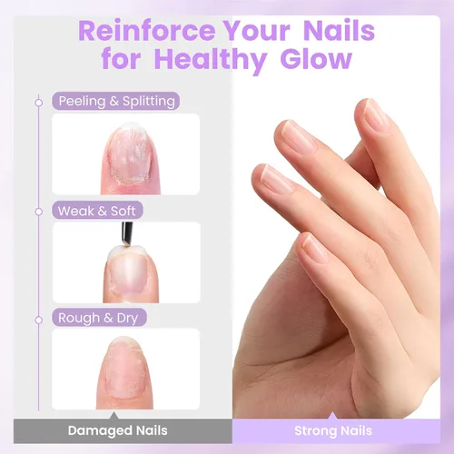 Vista 3 de Beetles - Fortalecedor de uñas de 0.5 onzas líquidas, potenciador de uñas de uva para uñas dañadas, fortalecedor y crecimiento de uñas, esmalte