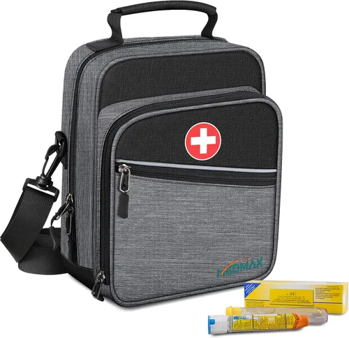 Vista 8 de Estuche de transporte para enfriador de insulina MEDMAX con bolsa de viaje, organizador de suministros de diabetes con correa para el hombro