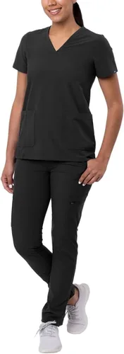 Vista 16 de Adar Addition Go-Basic - Conjunto de uniforme quirúrgico para mujer con blusa de cuello en V y pantalones cargo ajustados Rosa suave