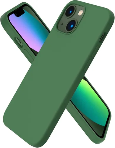 Vista 17 de ORNARTO - Funda compatible con iPhone 13 Mini, goma de gel suave de 3 capas de silicona líquida delgada con microfibra, 13,7 cm, azul Caucho