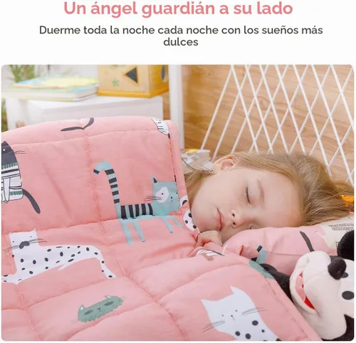 Vista 5 de Mr. Sandman Manta con peso de 3 libras, lavable, mejor para 20 a 40 libras, manta pesada de algodón transpirable con cuentas de vidrio no tóxicas