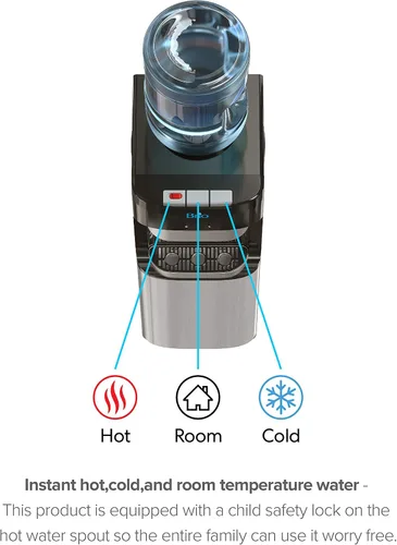 Vista 2 de Brio Essential Series - Dispensador de enfriador de agua de carga superior, dispensador de tres temperaturas, bloqueo de seguridad para niños