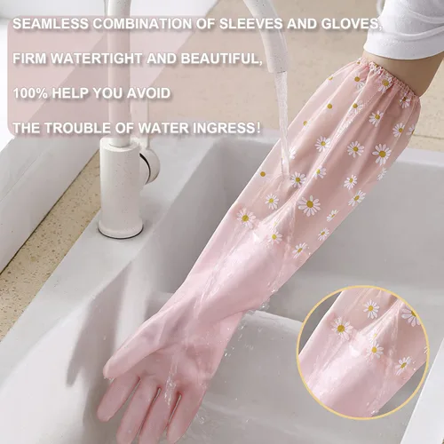 Vista 5 de KAQ Guantes de limpieza para lavavajillas, 3 pares, guantes de goma reutilizables, antideslizantes, para lavandería, cocina, jardinería, hogar