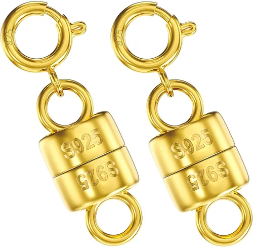 Vista 14 de OHINGLT Cierres y cierres magnéticos para collares de plata de ley 925, convertidor de cierre magnético de oro y plata para suministros